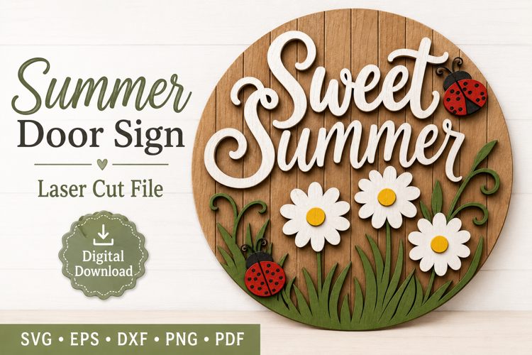 Sweet Summer Sign - SVG Laser Door Hanger Cut Files