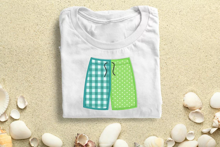 Colorblock Swim Trunks Shorts Applique Embroidery File