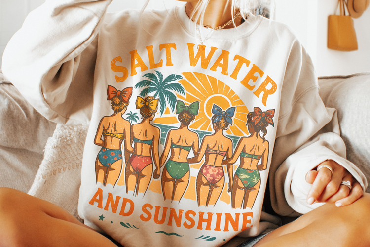 Salt Water And Sunshine PNG, Retro Summer, Summer Vibes PNG
