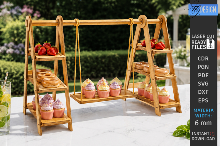 Cupcake Stand Laser Cut | Serving Tray | Swing and Ladder