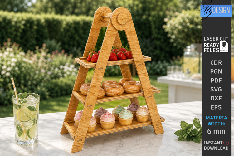 Cupcake Stand Laser Cut | Serving Tray | Swing and Ladder