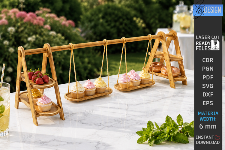 Cupcake Stand Laser Cut | Serving Tray | Swing and Ladder