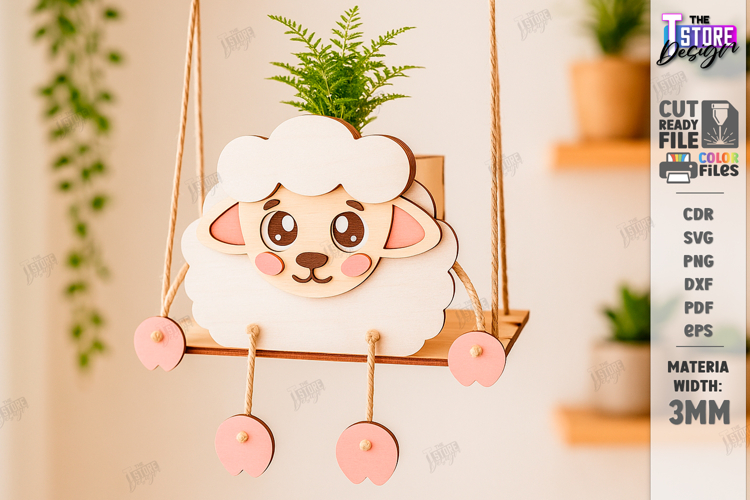 Swing Planter Laser Cut | Wooden Animal Planter Holders |CNC