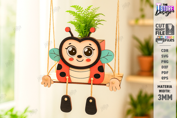 Swing Planter Laser Cut | Wooden Animal Planter Holders |CNC