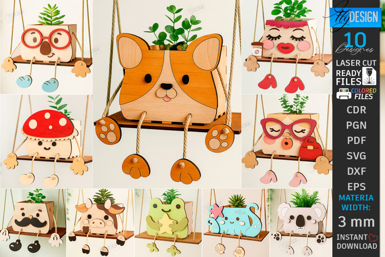 Swing Planters Laser Cut Bundle|Plant Pots|Hanging Planters