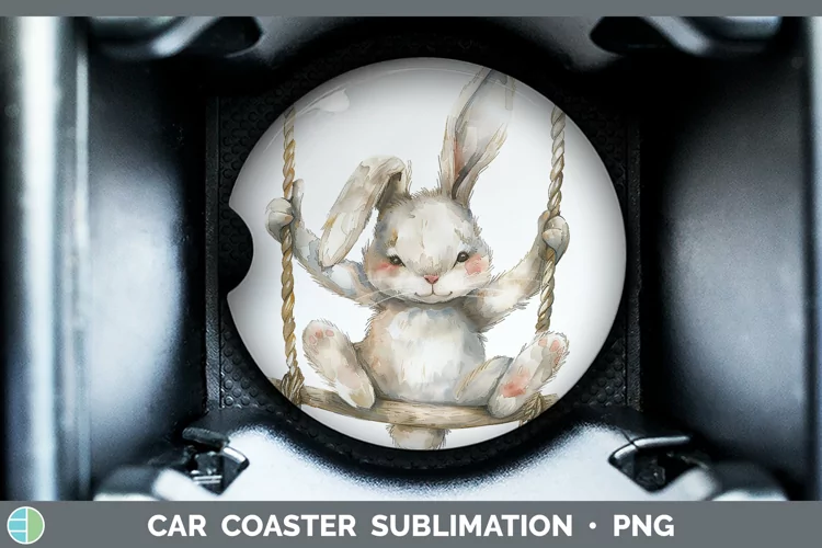 Swinging Bunny Rabbit Car Coaster Sublimation Coaster Design
