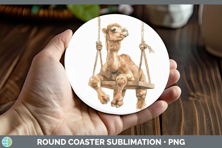 Swinging Camel Round Coaster Sublimation Coaster Designs