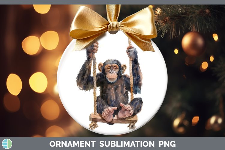 Swinging Chimpanzee Ornament Sublimation Bauble Designs