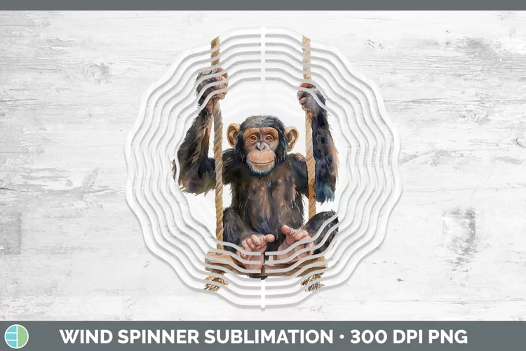 Swinging Chimpanzee Wind Spinner Sublimation Spinner Designs