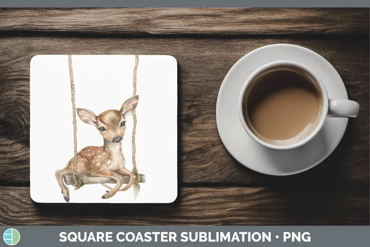 Swinging Deer Square Coaster Sublimation Coaster Designs