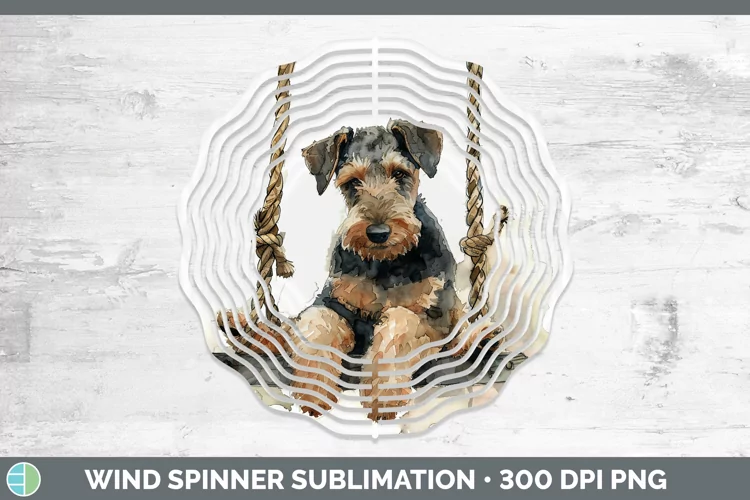 Swinging Dogs Airedale Terrier Dog Wind Spinner Sublimation