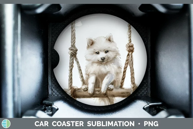 Swinging Dogs American Eskie Dog Car Coaster Sublimation Coa