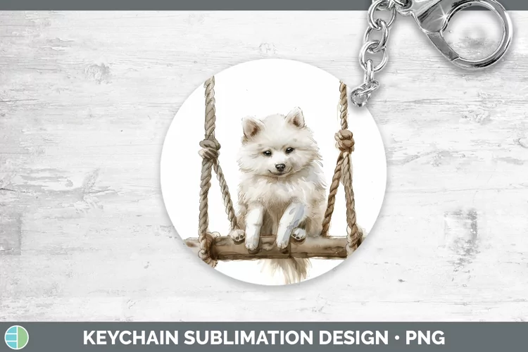 Swinging Dogs American Eskie Dog Keychain Sublimation Keyrin