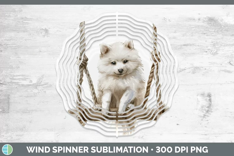 Swinging Dogs American Eskie Dog Wind Spinner Sublimation Sp