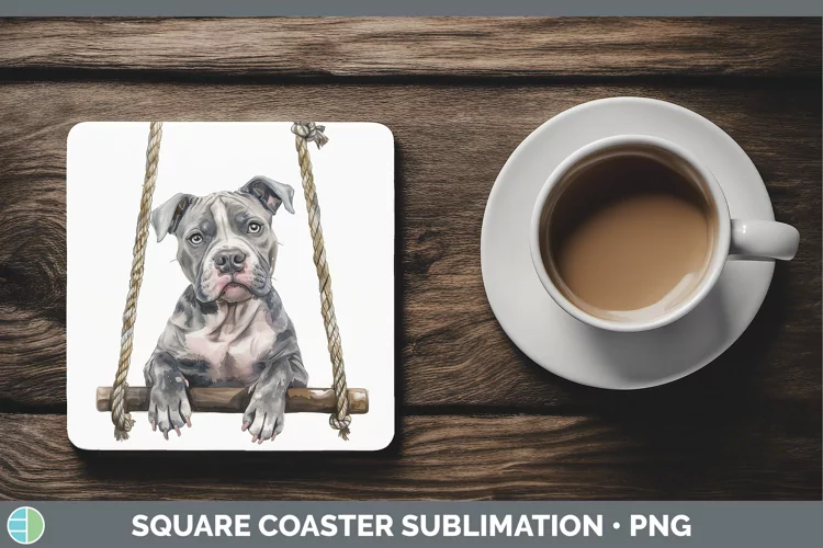 Swinging Dogs American Staffordshire Square Coaster Sublimat