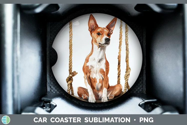 Swinging Dogs Basenji Car Coaster Sublimation Coaster Design