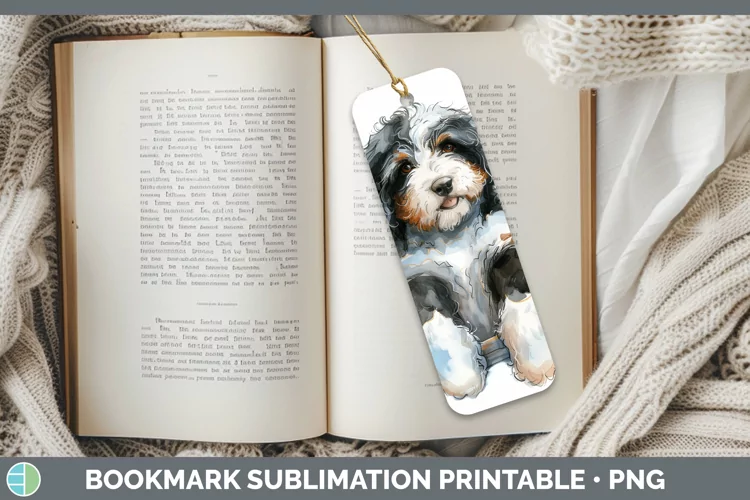 Swinging Dogs Bernedoodle Dog Bookmark Sublimation Printable