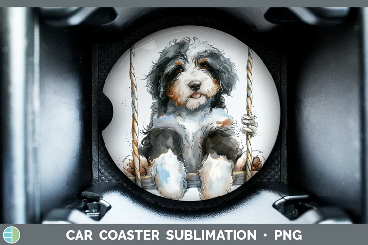 Swinging Dogs Bernedoodle Dog Car Coaster Sublimation Coaste