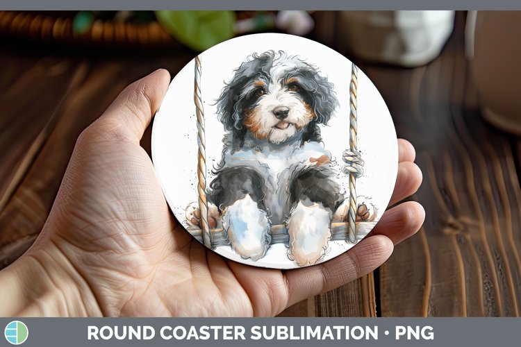 GorgeousSwinging Dogs Round Coaster design.