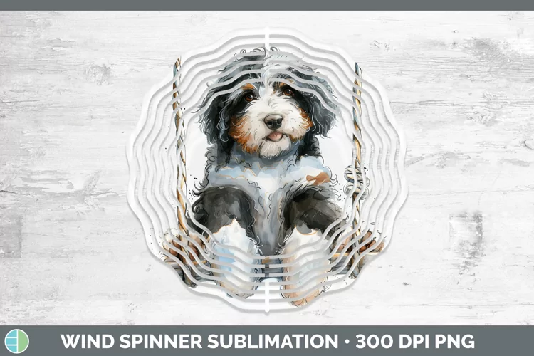 Swinging Dogs Bernedoodle Dog Wind Spinner Sublimation Spinn