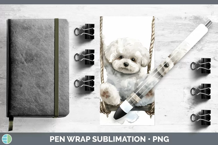 Swinging Dogs Bichon Frise Pen Wrap Sublimation Epoxy Pen De
