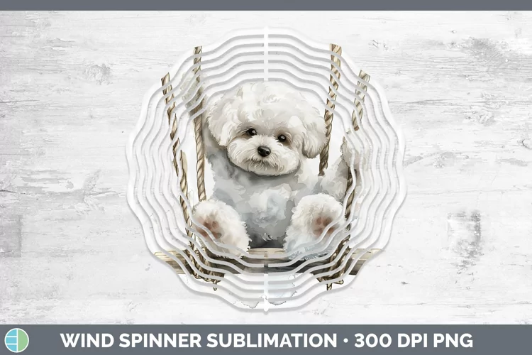Swinging Dogs Bichon Frise Wind Spinner Sublimation Spinner