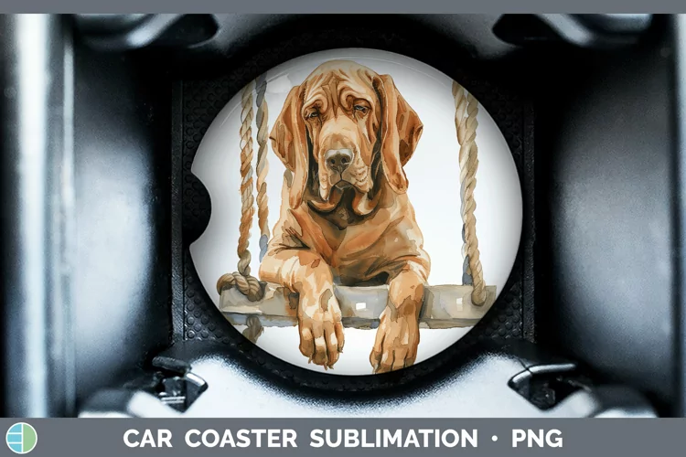 Swinging Dogs Bloodhound Car Coaster Sublimation Coaster Des