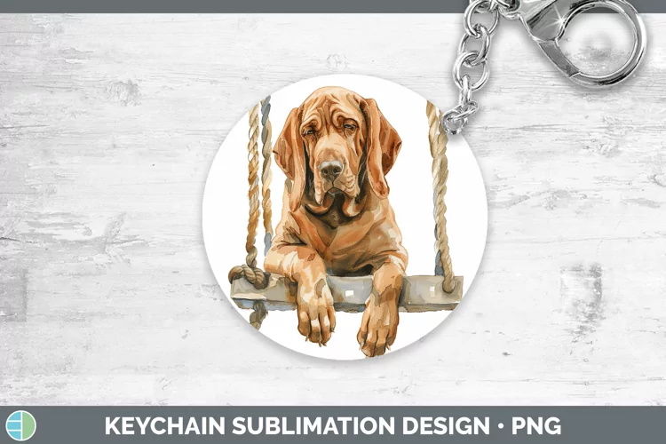 Swinging Dogs Bloodhound Keychain Sublimation Keyring Design