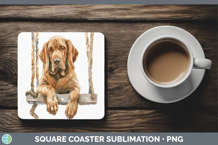 Swinging Dogs Bloodhound Square Coaster Sublimation Coaster