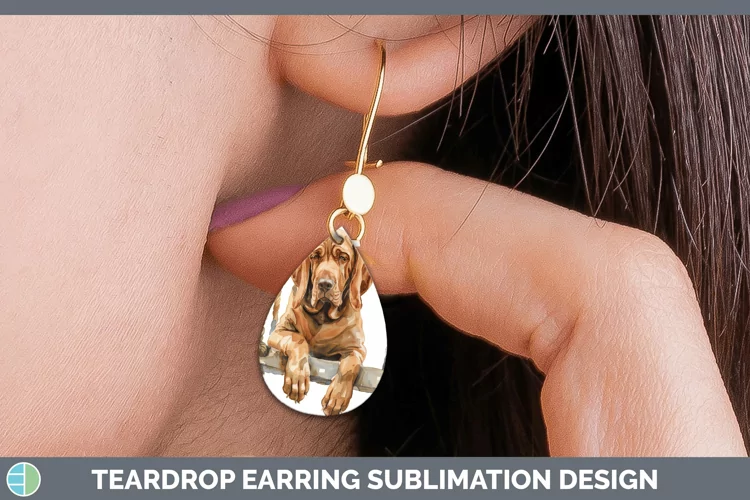 Swinging Dogs Bloodhound Teardrop Earrings Sublimation Earri