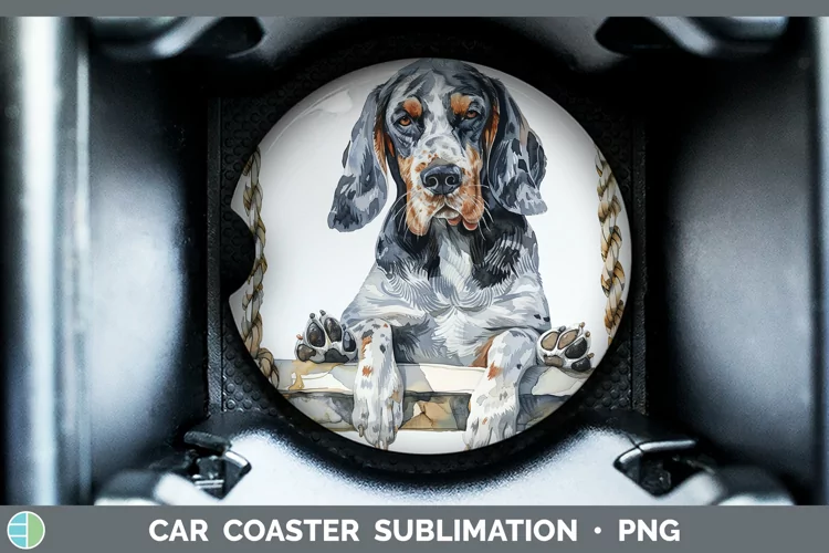 Swinging Dogs Bluetick Coonhound Car Coaster Sublimation Coa
