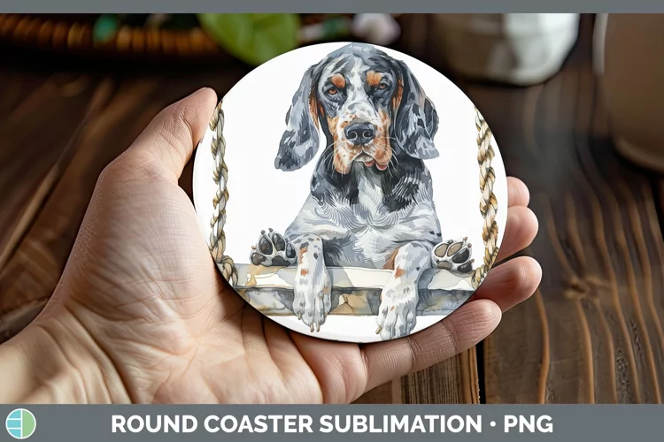Swinging Dogs Bluetick Coonhound Round Coaster Sublimation C