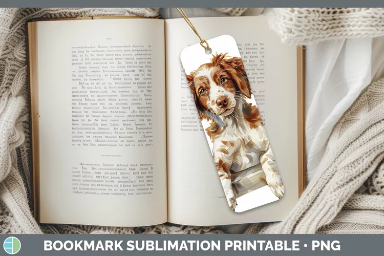 Swinging Dogs Brittany Dog Bookmark Sublimation Printable De