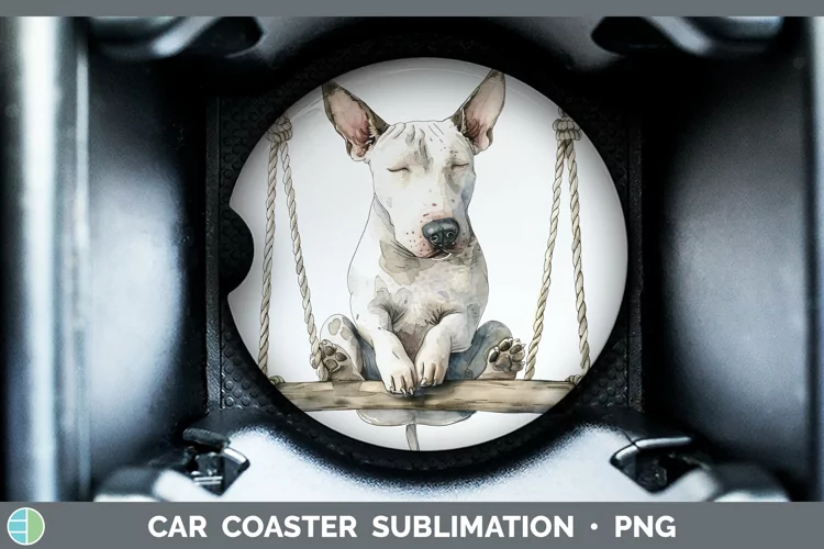 Swinging Dogs Bull Terrier Dog Car Coaster Sublimation Coast