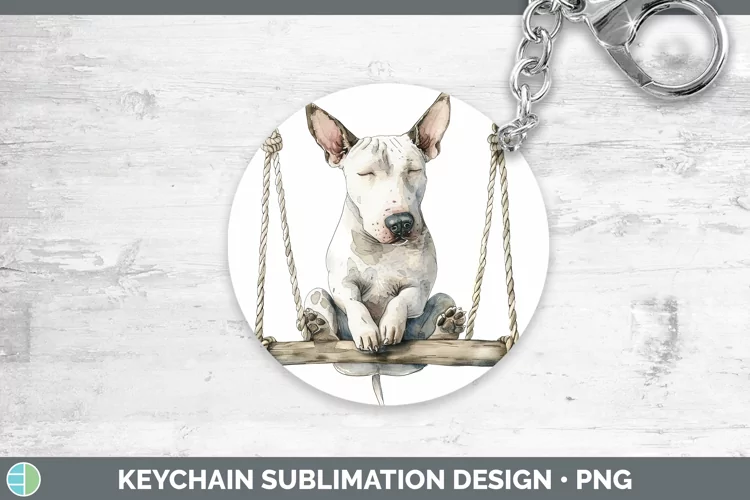 Swinging Dogs Bull Terrier Dog Keychain Sublimation Keyring