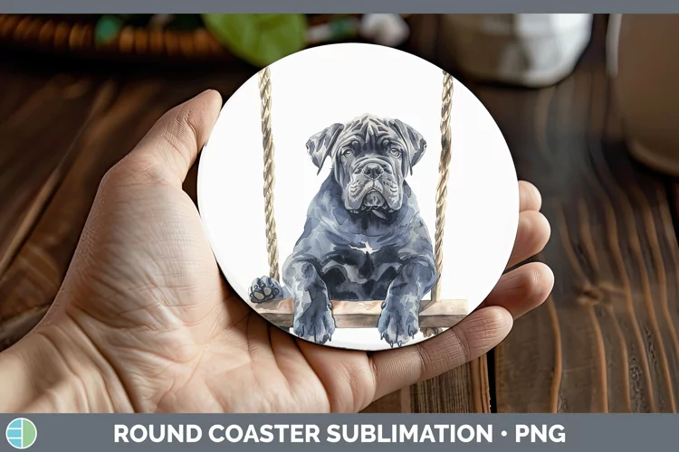 Swinging Dogs Cane Corso Round Coaster Sublimation Coaster D