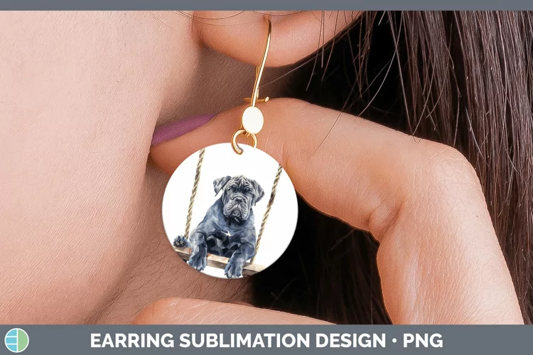 Swinging Dogs Cane Corso Round Earrings Sublimation Earrings