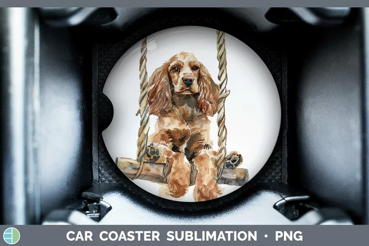 Swinging Dogs Cocker Spaniel Car Coaster Sublimation Coaster