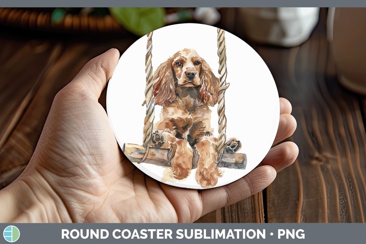 GorgeousSwinging Dogs Round Coaster design.