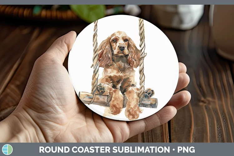 Swinging Dogs Cocker Spaniel Round Coaster Sublimation Coast