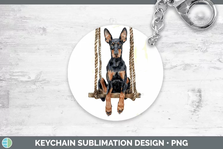 Swinging Dogs Doberman Pinscher Keychain Sublimation Keyring