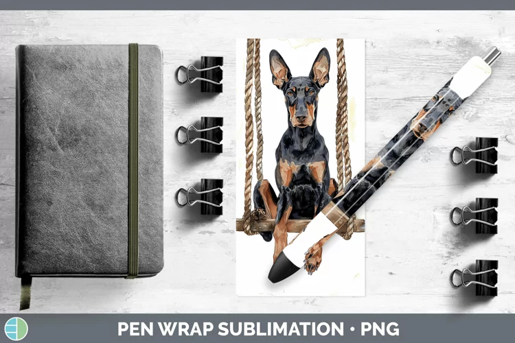 Swinging Dogs Doberman Pinscher Pen Wrap Sublimation Epoxy P