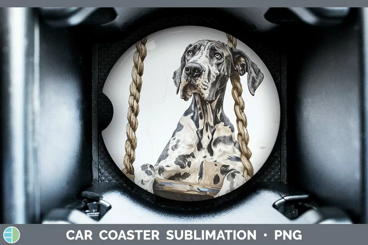 Swinging Dogs Great Dane Car Coaster Sublimation Coaster Des