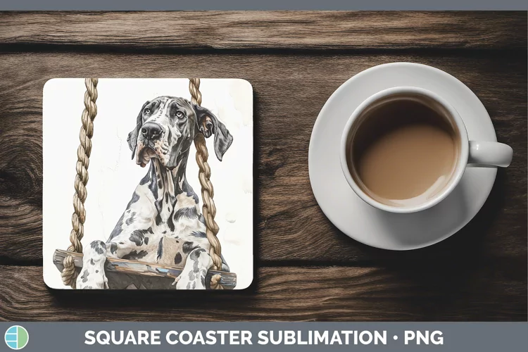 Swinging Dogs Great Dane Square Coaster Sublimation Coaster