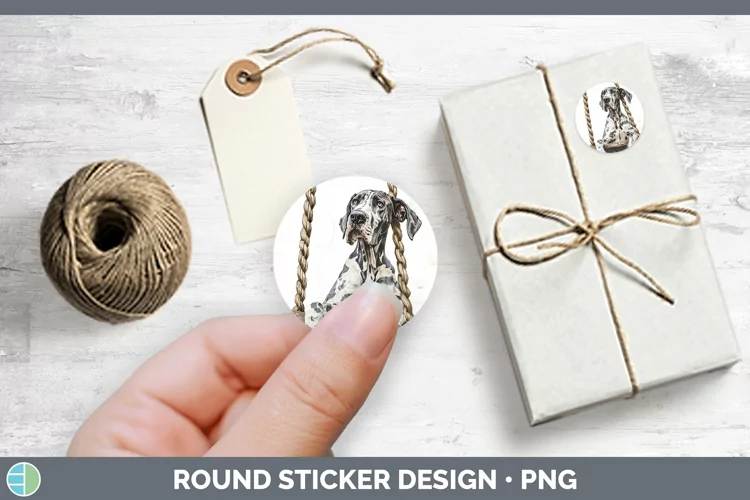 Swinging Dogs Great Dane Stickers | Round Labels Designs
