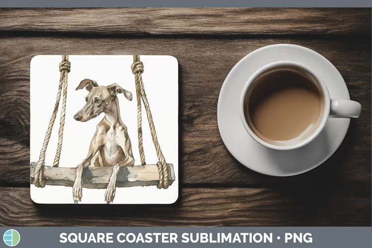 Swinging Dogs Greyhound Square Coaster Sublimation Coaster D
