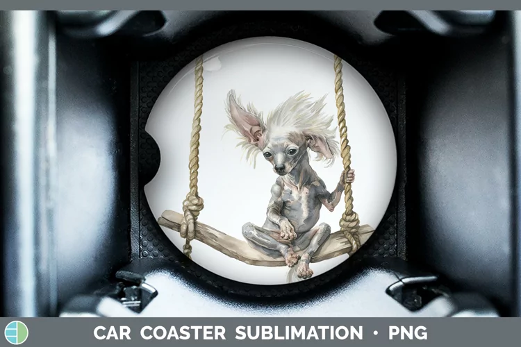 Swinging Dogs Hairless Chinese Crested Dog Car Coaster Subli