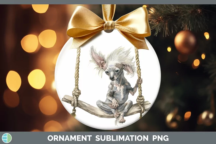 Swinging Dogs Hairless Chinese Crested Dog Ornament Sublimat