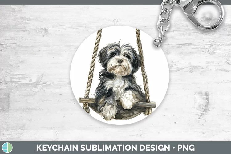 Swinging Dogs Havanese Dog Keychain Sublimation Keyring Desi
