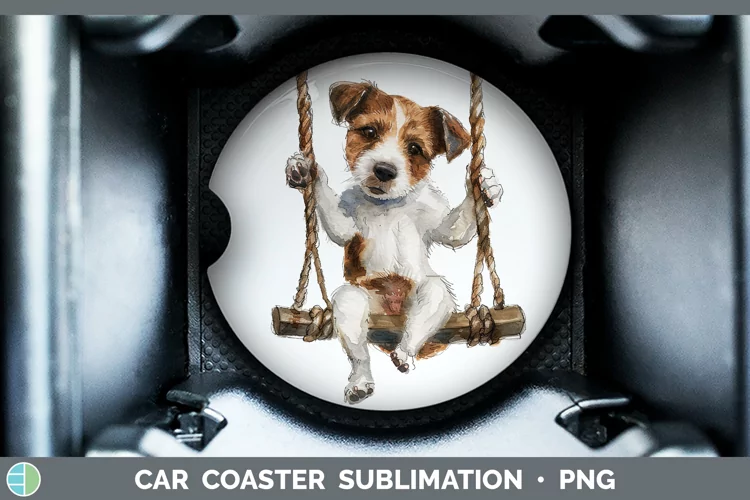 Swinging Dogs Jack Russell Terrier Car Coaster Sublimation C